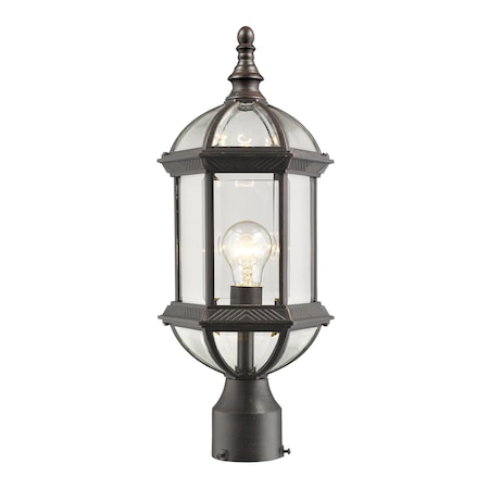 Z-Lite Annex 1 Light Outdoor Post Mount, Rust & Clear Beveled 563PHM-RT